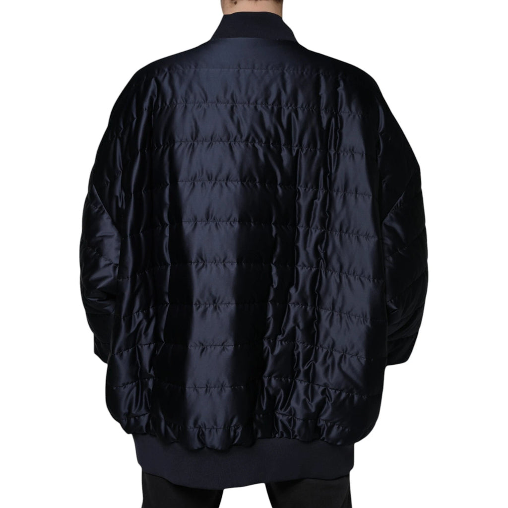 Dolce &amp; Gabbana Dark Blue Quilted Full Zip Bomber Jacket