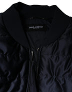 Dolce &amp; Gabbana Dark Blue Quilted Full Zip Bomber Jacket