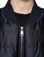 Dolce &amp; Gabbana Dark Blue Quilted Full Zip Bomber Jacket