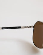 Dolce & Gabbana DG2073 Silver Steel Classic Pilot Brown Lens Sunglasses
