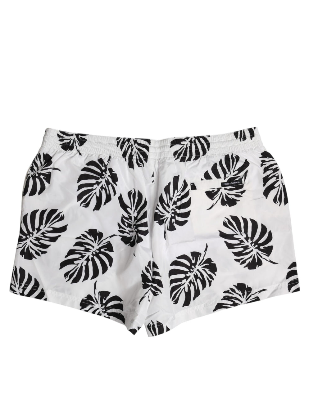 Dolce &amp; Gabbana White Black Print Beachwear Shorts Swimwear