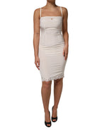 Dolce &amp; Gabbana White Full Slip DG Logo Silk Dress Sleepwear