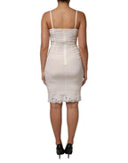 Dolce &amp; Gabbana White Full Slip DG Logo Silk Dress Sleepwear