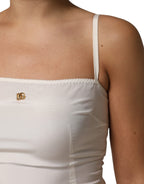 Dolce &amp; Gabbana White Full Slip DG Logo Silk Dress Sleepwear