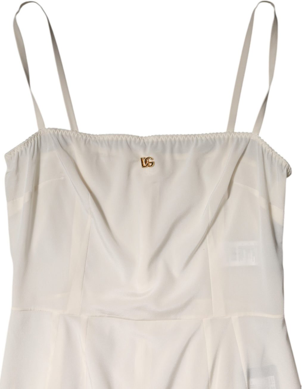 Dolce &amp; Gabbana White Full Slip DG Logo Silk Dress Sleepwear