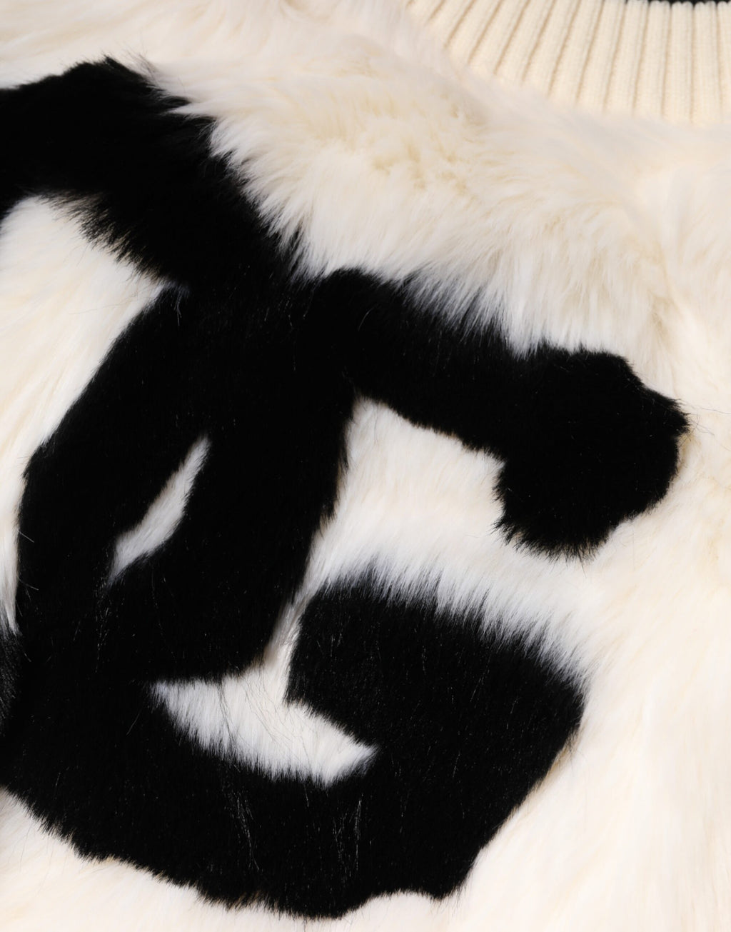 Dolce &amp; Gabbana White Cropped Faux Fur DG Sweatshirt Sweater