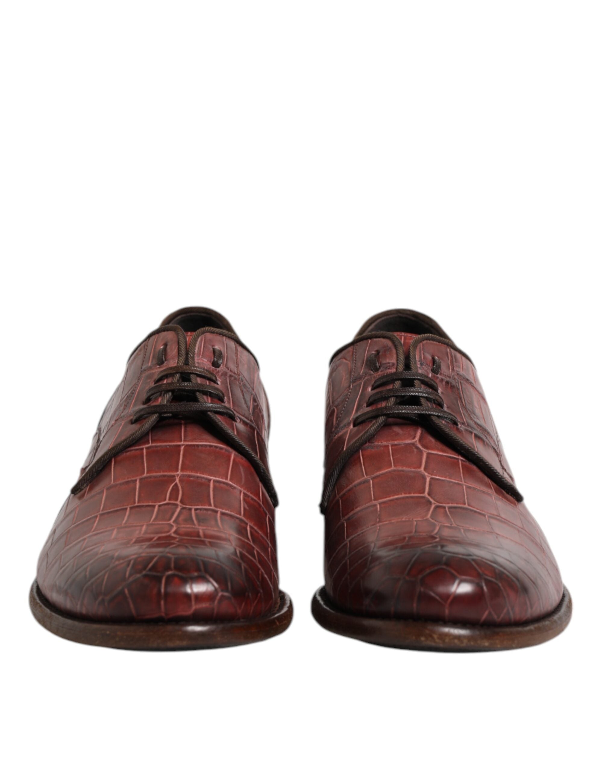 Dolce &amp; Gabbana Burgundy Leather Lace Up Derby Dress Shoes