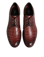 Dolce &amp; Gabbana Burgundy Leather Lace Up Derby Dress Shoes