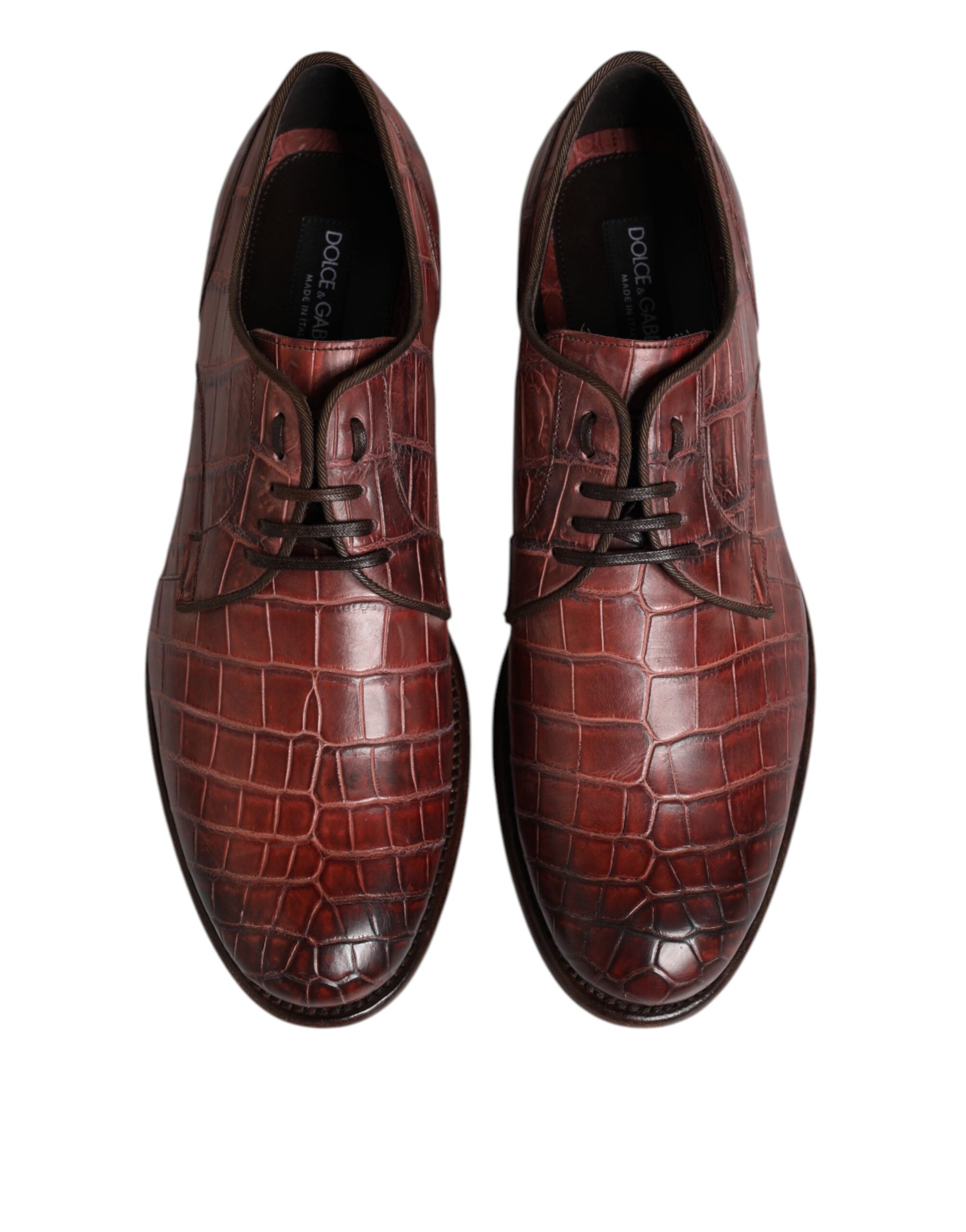 Dolce &amp; Gabbana Burgundy Leather Lace Up Derby Dress Shoes