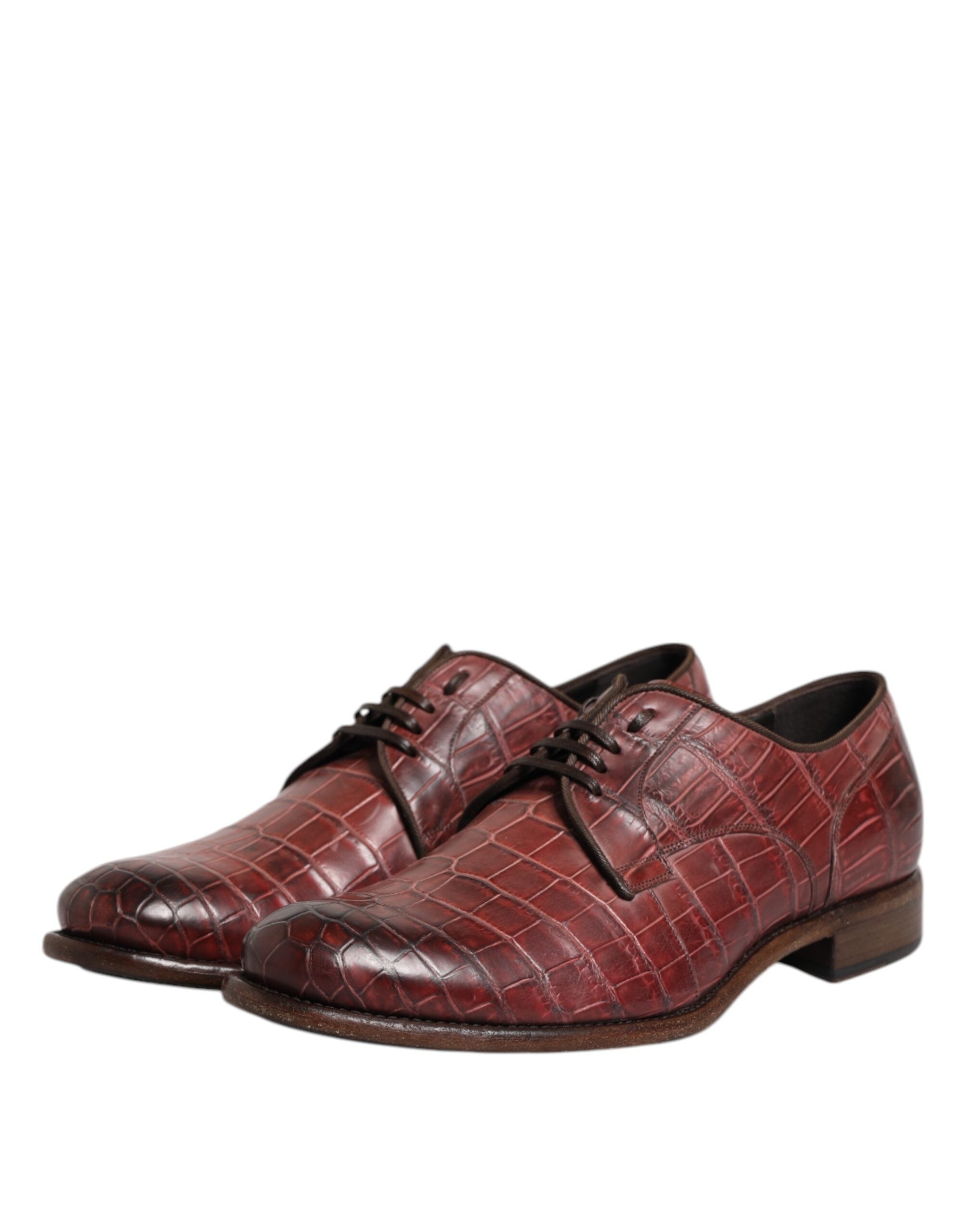 Dolce &amp; Gabbana Burgundy Leather Lace Up Derby Dress Shoes