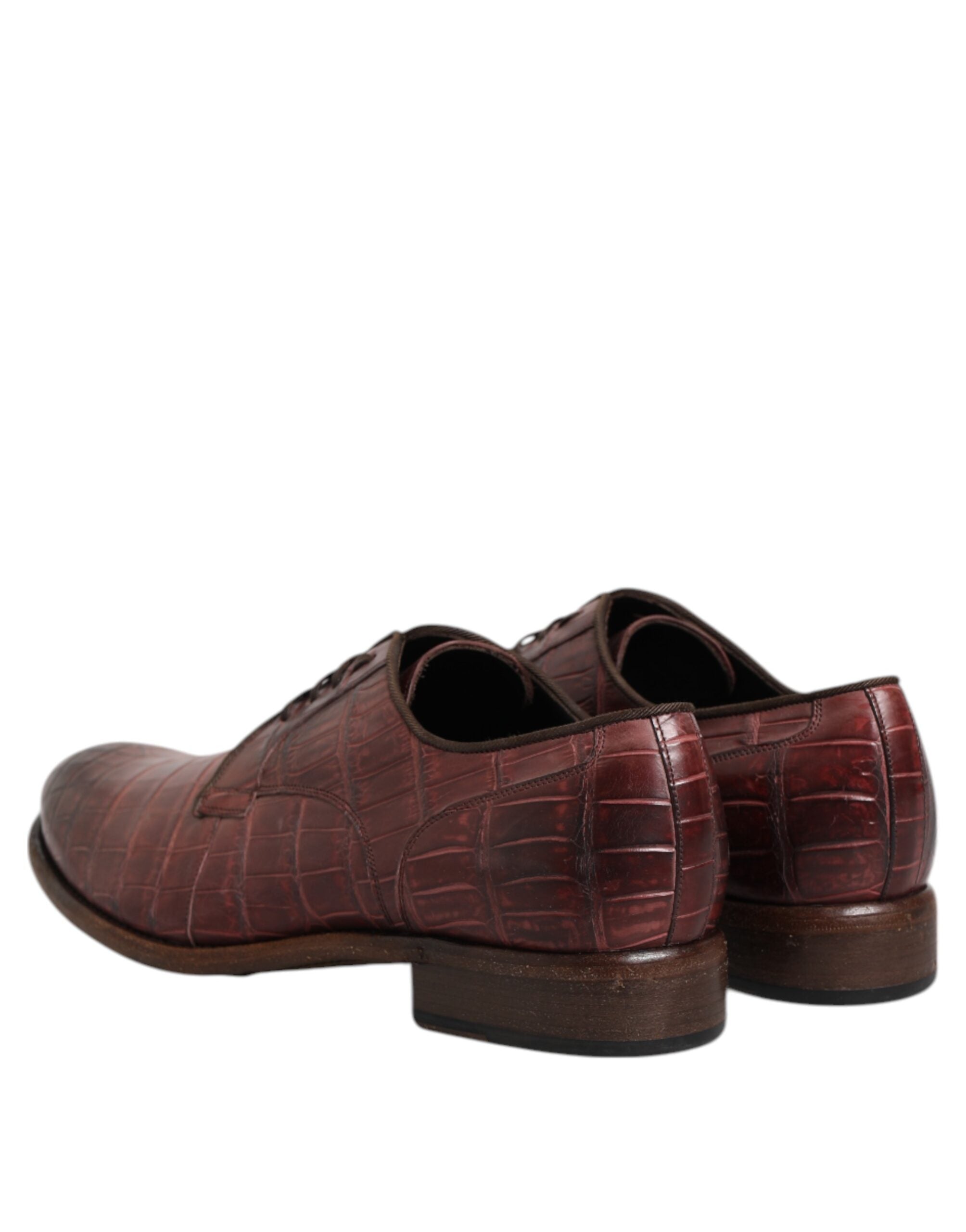 Dolce &amp; Gabbana Burgundy Leather Lace Up Derby Dress Shoes