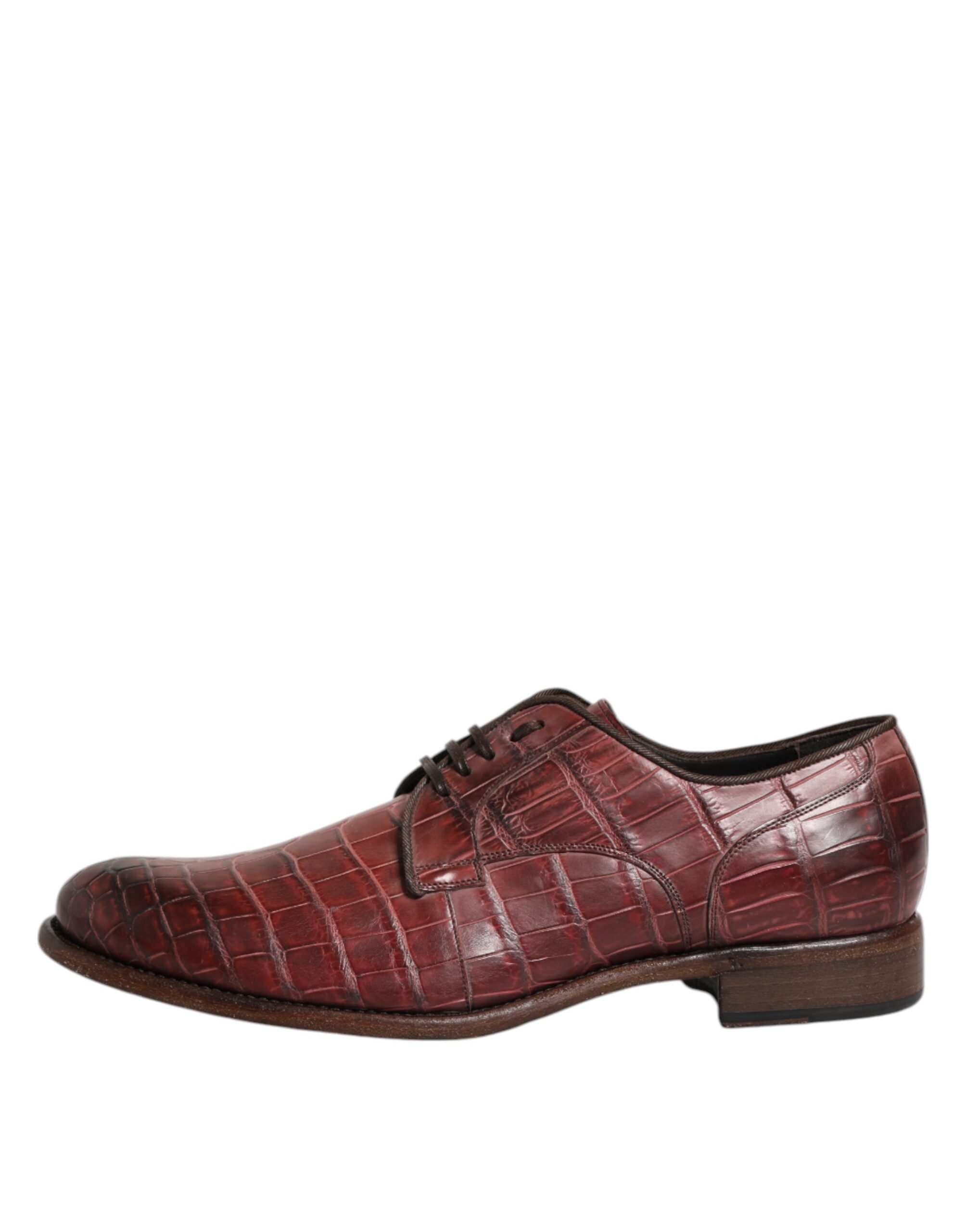 Dolce &amp; Gabbana Burgundy Leather Lace Up Derby Dress Shoes