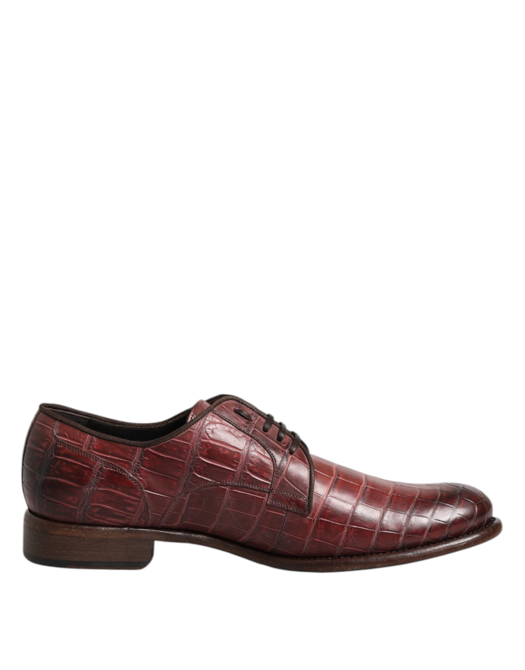 Dolce &amp; Gabbana Burgundy Leather Lace Up Derby Dress Shoes