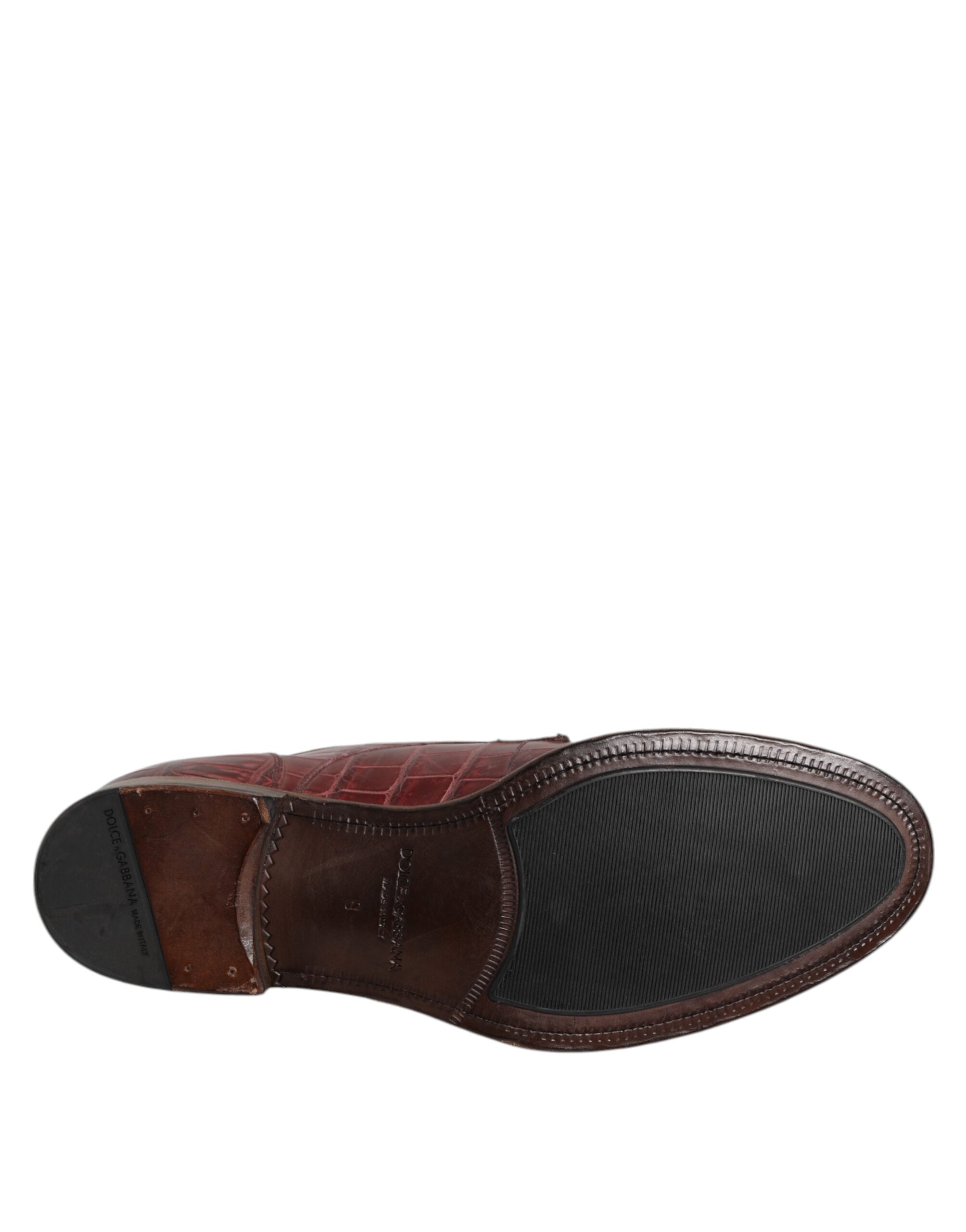 Dolce &amp; Gabbana Burgundy Leather Lace Up Derby Dress Shoes