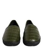 Dolce &amp; Gabbana Green Exotic Leather Espadrilles Slip On Shoes