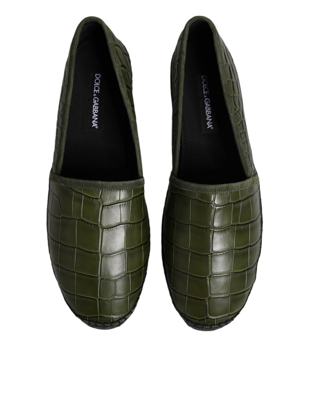 Dolce &amp; Gabbana Green Exotic Leather Espadrilles Slip On Shoes