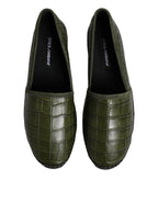 Dolce &amp; Gabbana Green Exotic Leather Espadrilles Slip On Shoes