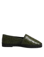 Dolce &amp; Gabbana Green Exotic Leather Espadrilles Slip On Shoes