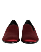 Dolce &amp; Gabbana Red Velvet Slip On Loafers Formal Shoes