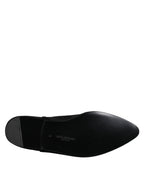 Dolce &amp; Gabbana Black Velvet Embellished Loafer Slip On Shoes