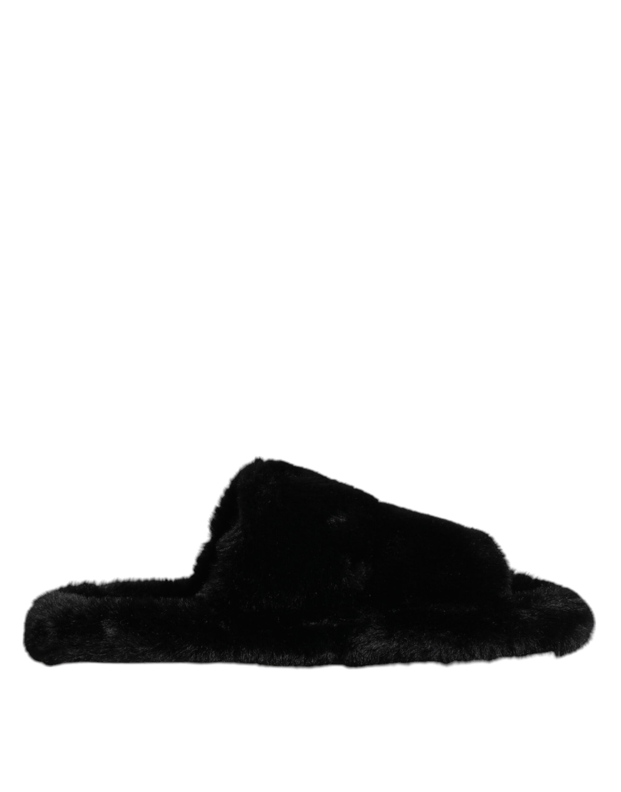 Dolce &amp; Gabbana Black Polyester Velvet Slides Slipper Shoes