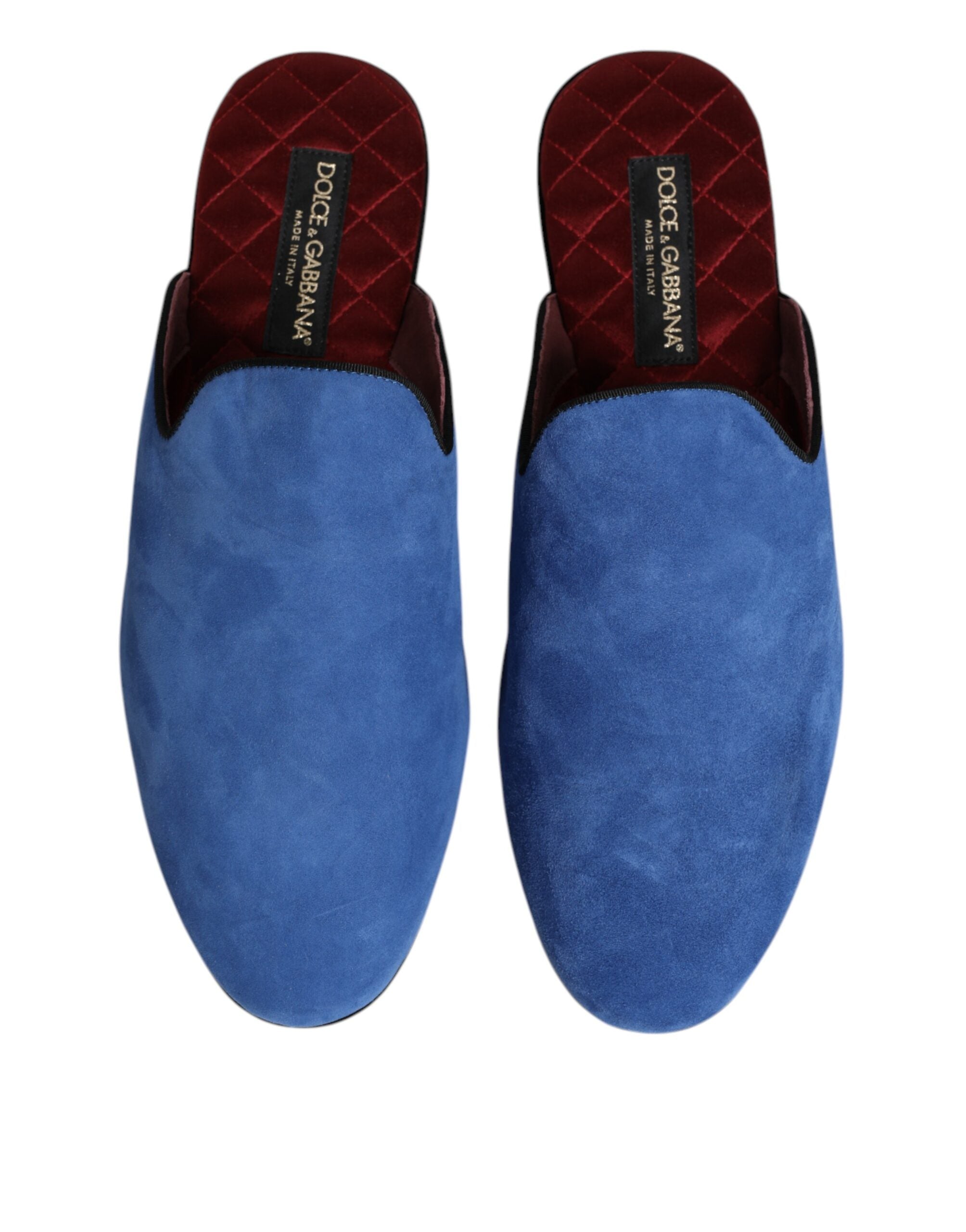 Dolce &amp; Gabbana Blue Suede Goat Slides Flat Slipper Shoes