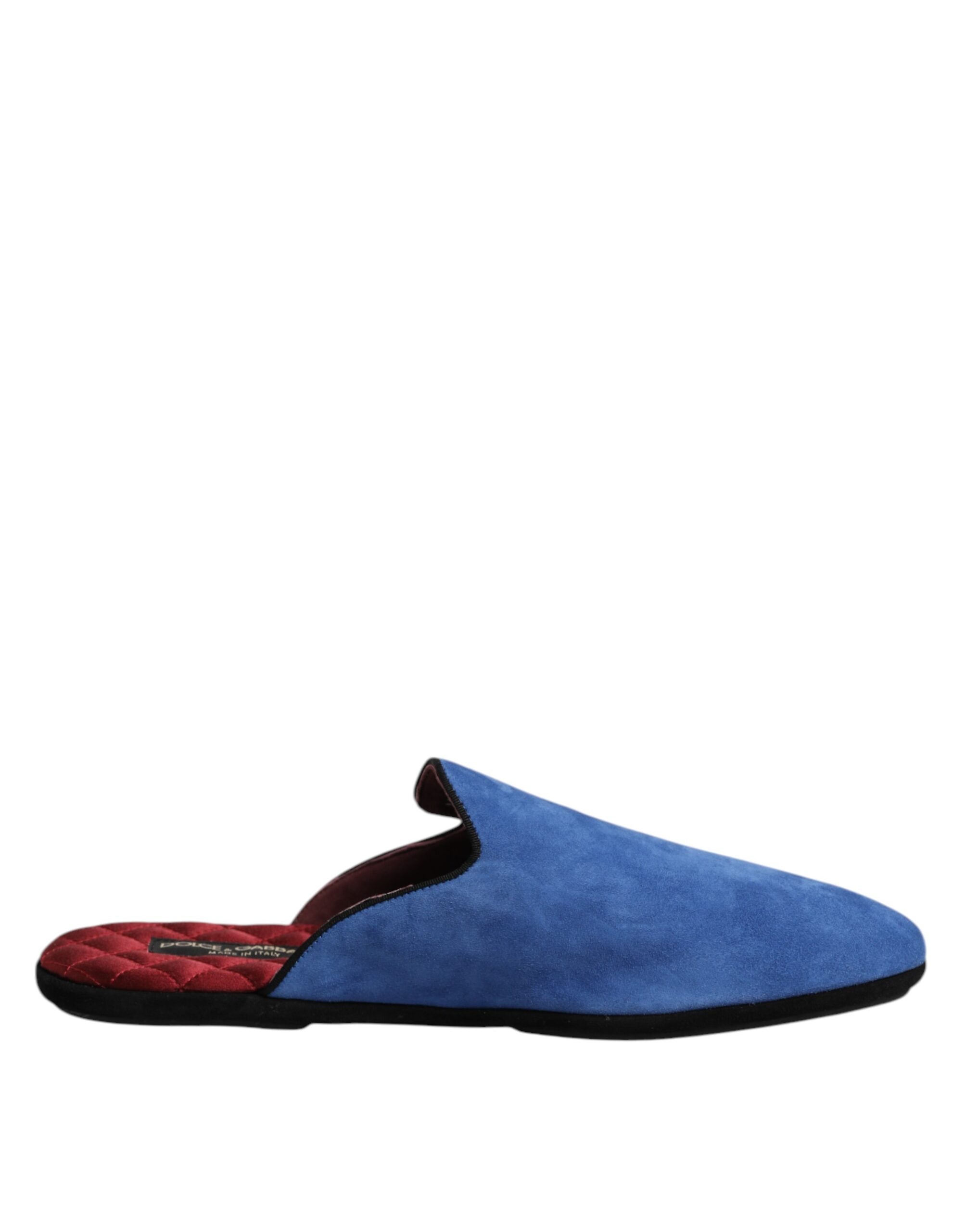 Dolce &amp; Gabbana Blue Suede Goat Slides Flat Slipper Shoes