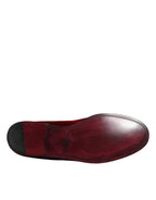 Dolce &amp; Gabbana Red Cotton Velvet Slip On Loafers Formal Shoes