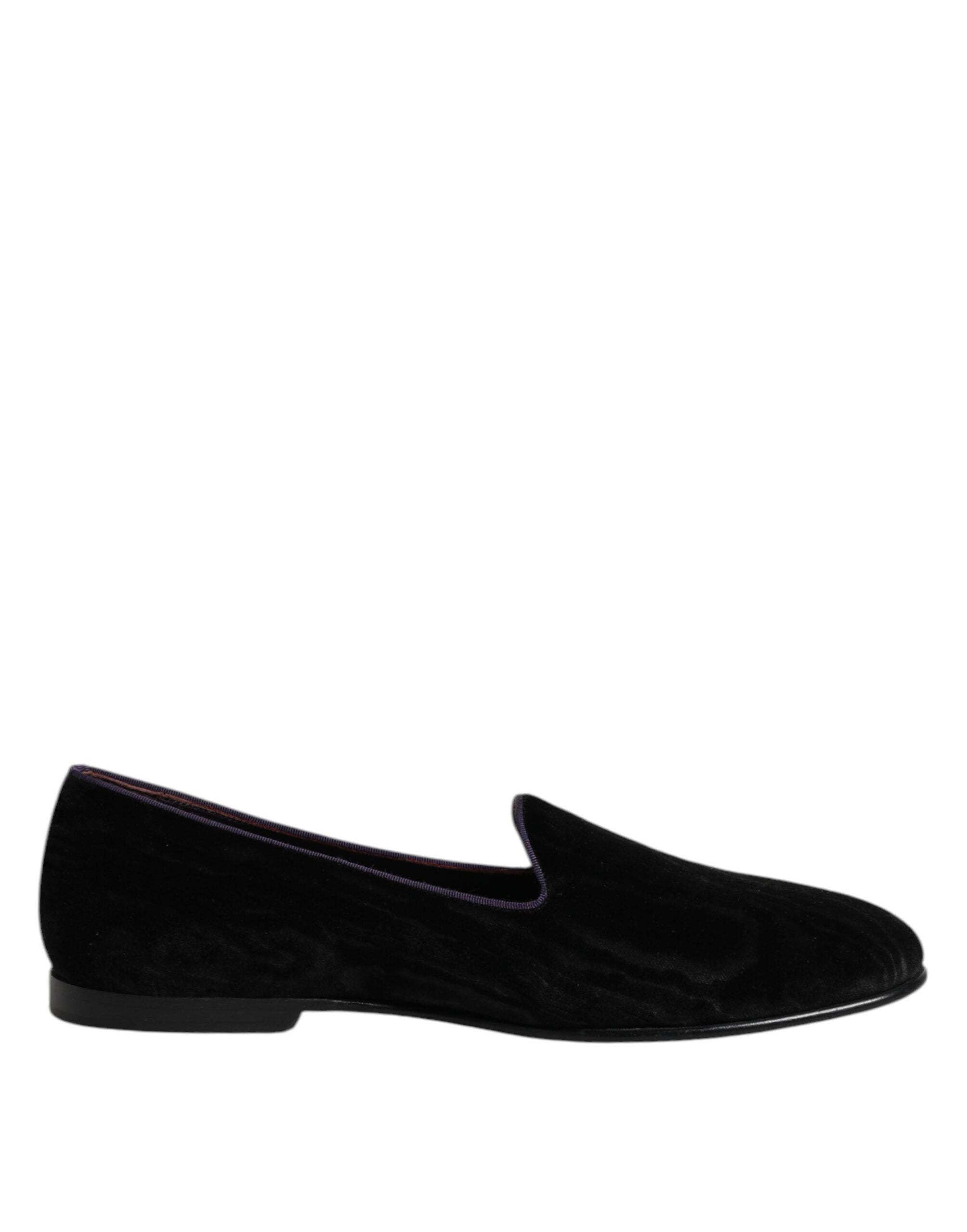 Dolce &amp; Gabbana Black DG Crown Embroidery Loafers Slip On Shoes