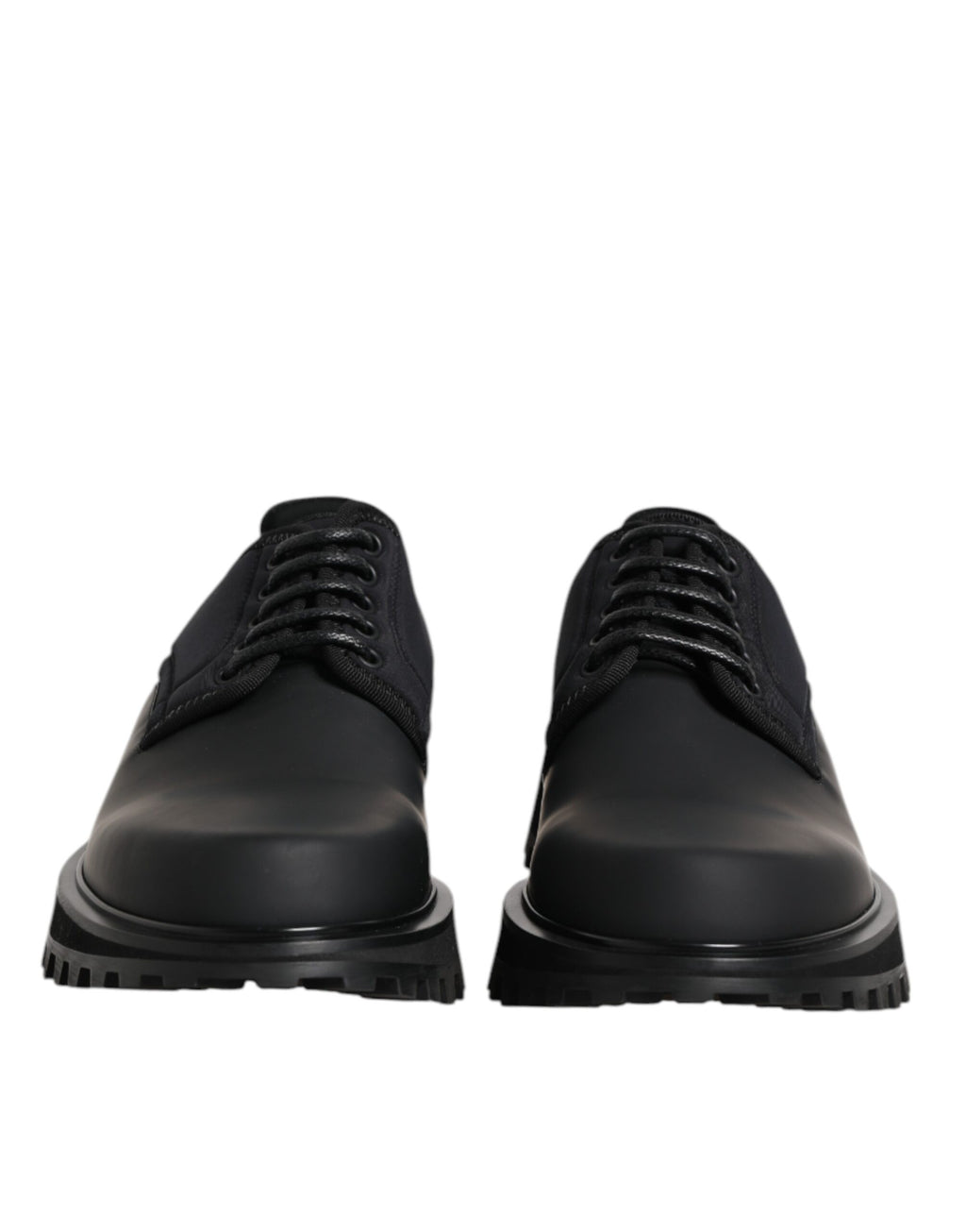 Dolce &amp; Gabbana Black Leather Lace Up Trekking Dress Shoes