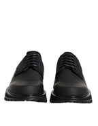 Dolce &amp; Gabbana Black Leather Lace Up Trekking Dress Shoes