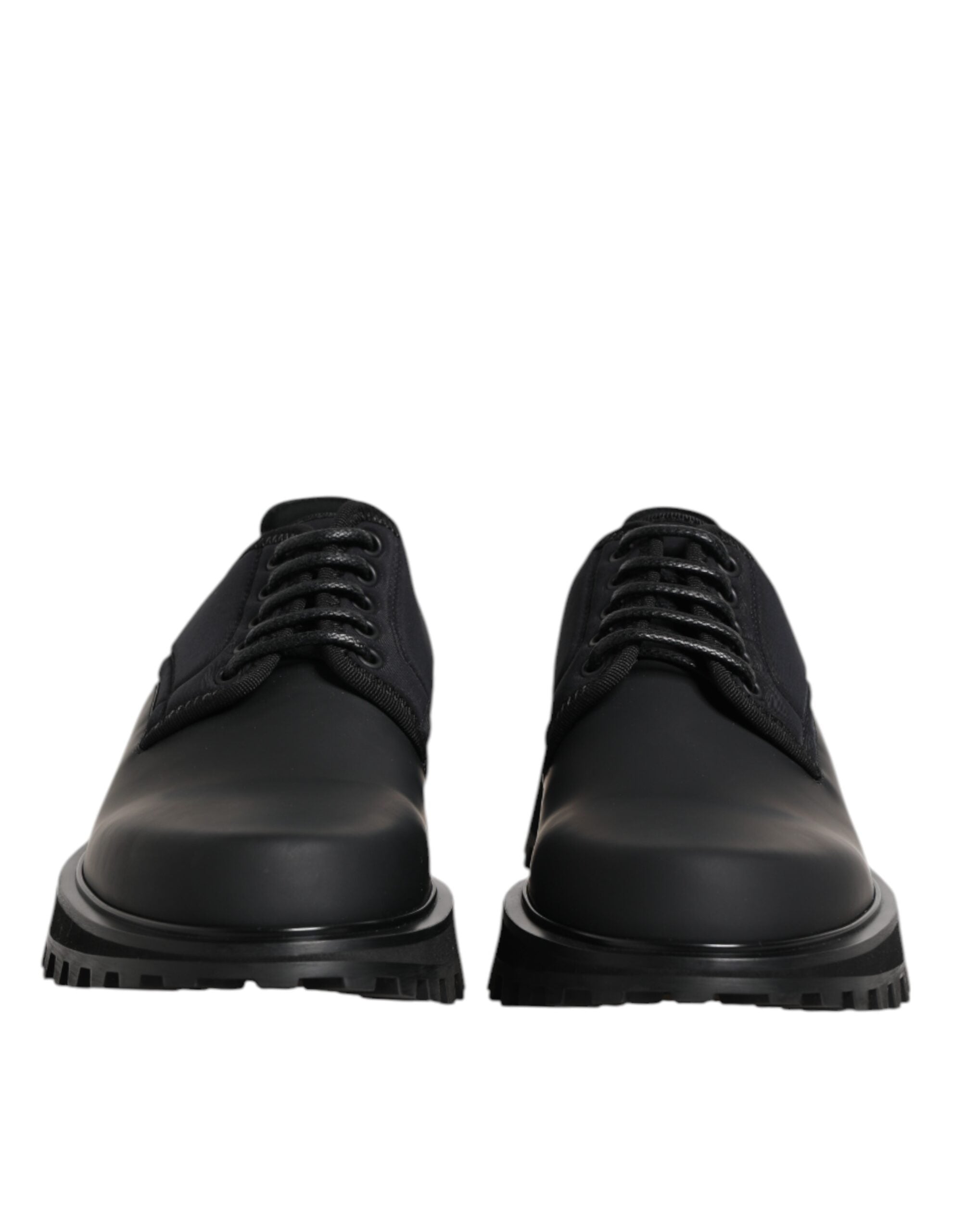 Dolce &amp; Gabbana Black Leather Lace Up Trekking Dress Shoes