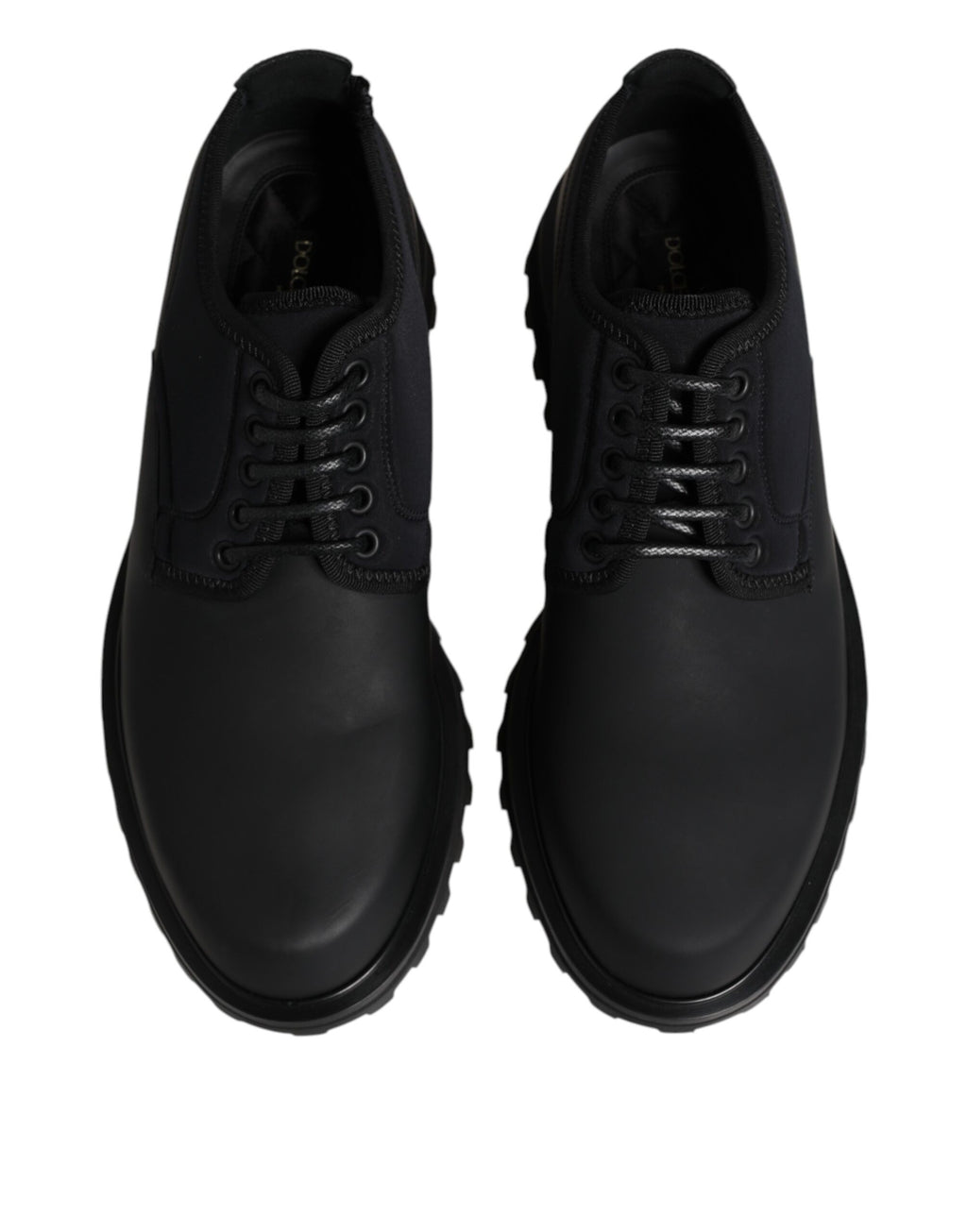 Dolce &amp; Gabbana Black Leather Lace Up Trekking Dress Shoes