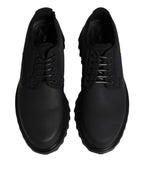 Dolce &amp; Gabbana Black Leather Lace Up Trekking Dress Shoes