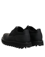Dolce &amp; Gabbana Black Leather Lace Up Trekking Dress Shoes