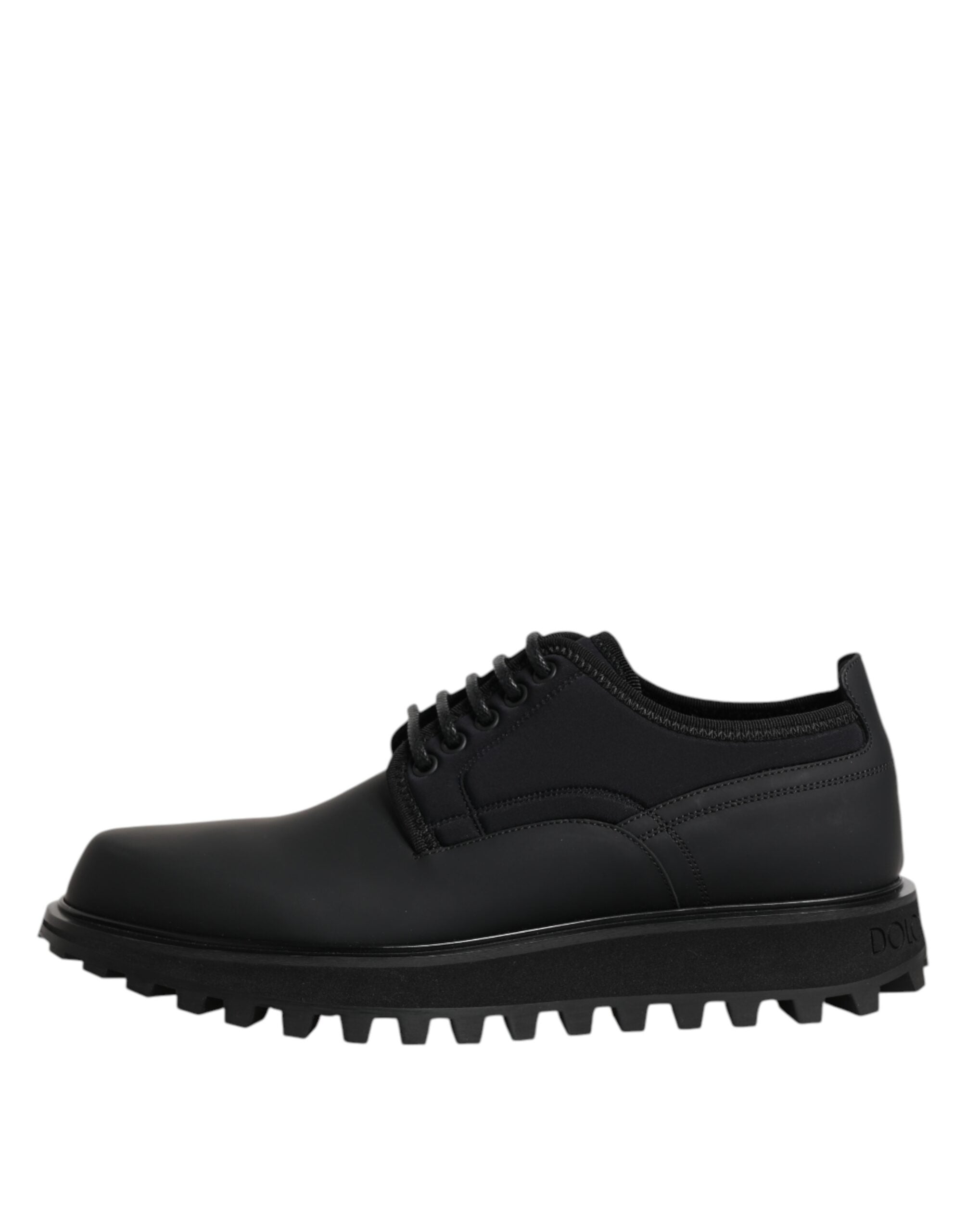 Dolce &amp; Gabbana Black Leather Lace Up Trekking Dress Shoes