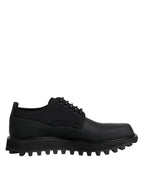 Dolce &amp; Gabbana Black Leather Lace Up Trekking Dress Shoes
