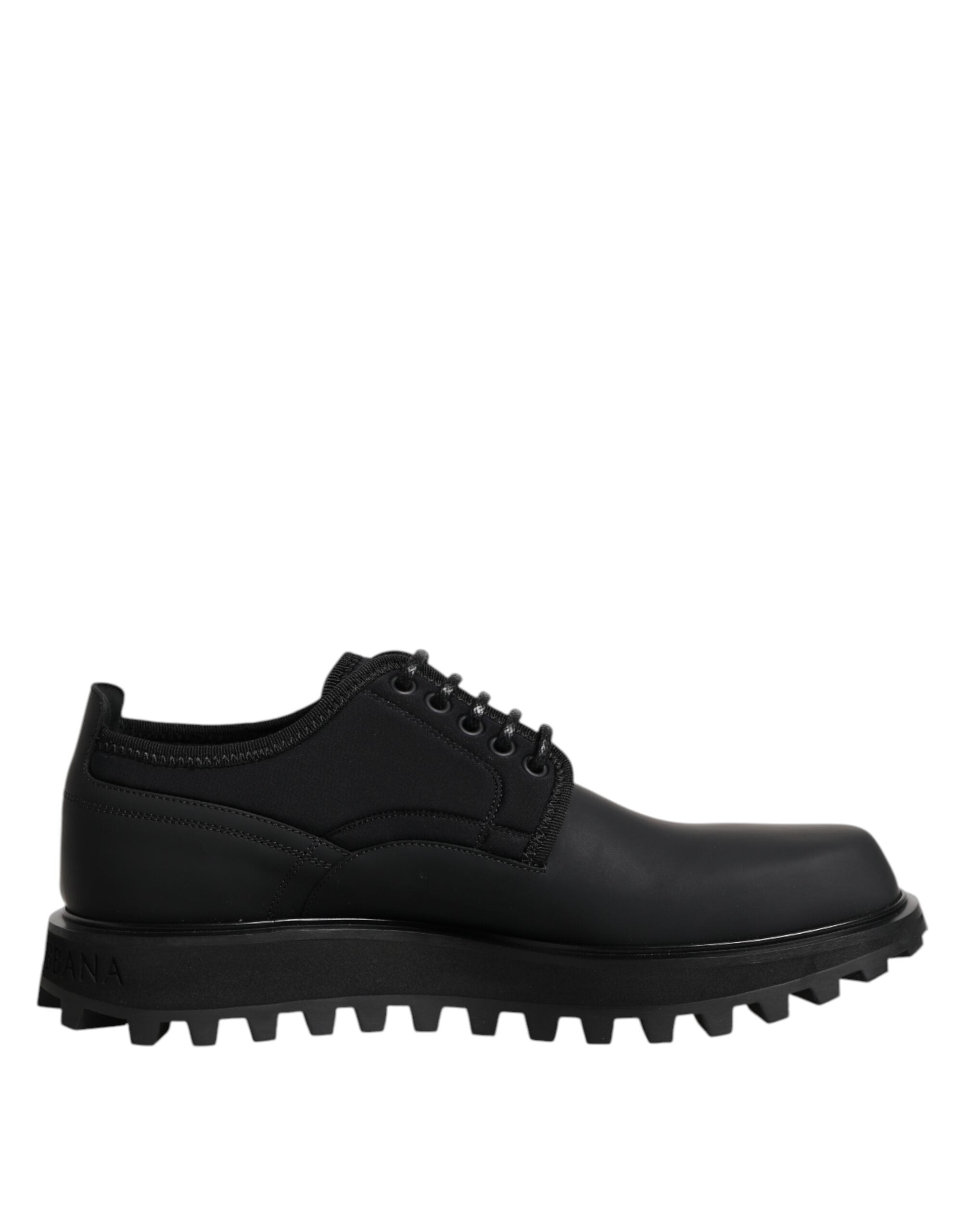 Dolce &amp; Gabbana Black Leather Lace Up Trekking Dress Shoes