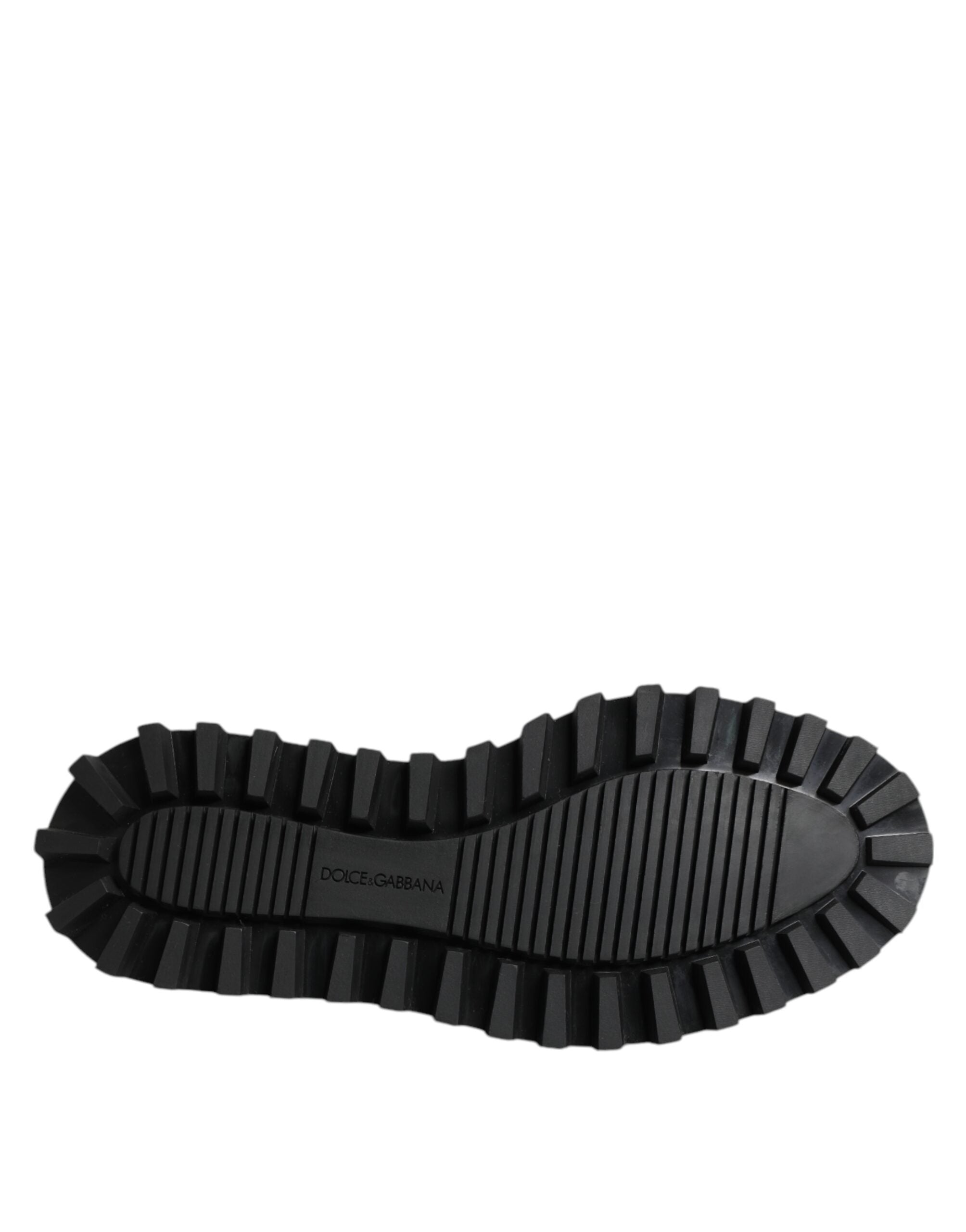 Dolce &amp; Gabbana Black Leather Lace Up Trekking Dress Shoes