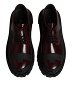 Dolce &amp; Gabbana Red Leather Lace Up Trekking Dress Shoes