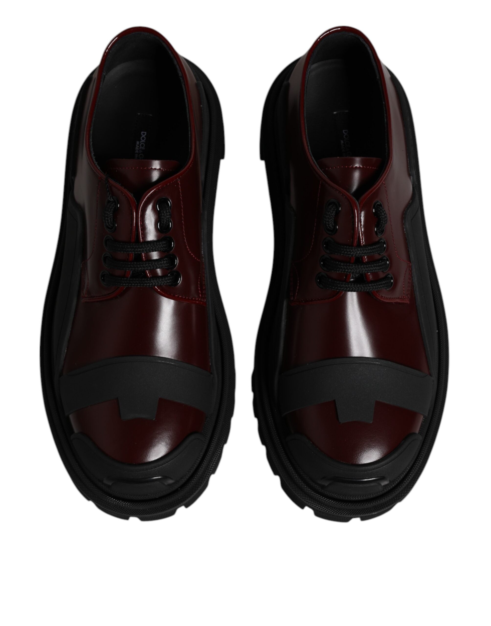 Dolce &amp; Gabbana Red Leather Lace Up Trekking Dress Shoes