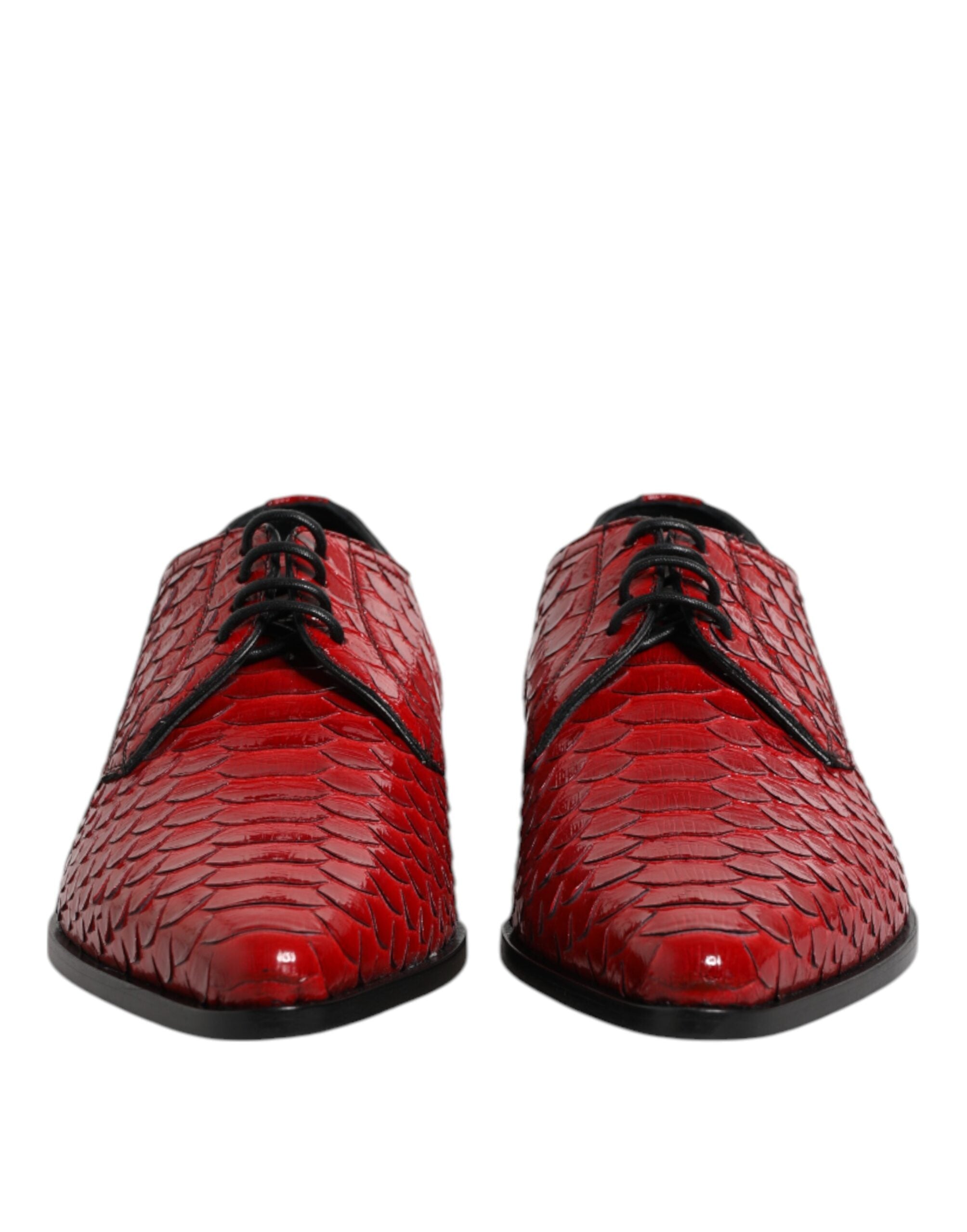 Dolce &amp; Gabbana Red Exotic Leather Lace Up Dress Derby Shoes