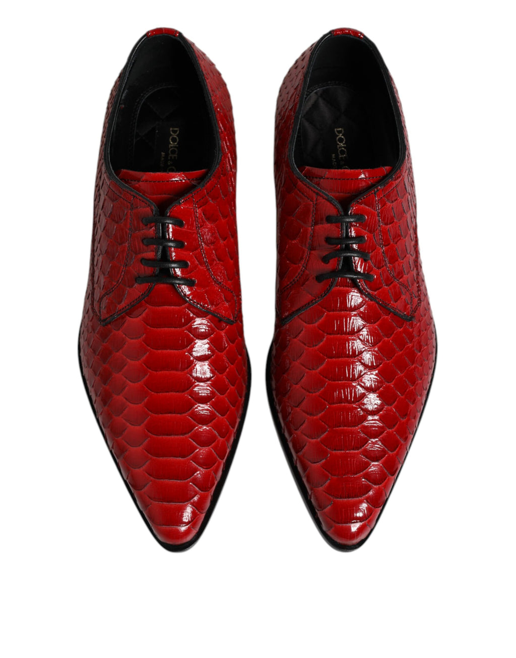 Dolce &amp; Gabbana Red Exotic Leather Lace Up Dress Derby Shoes