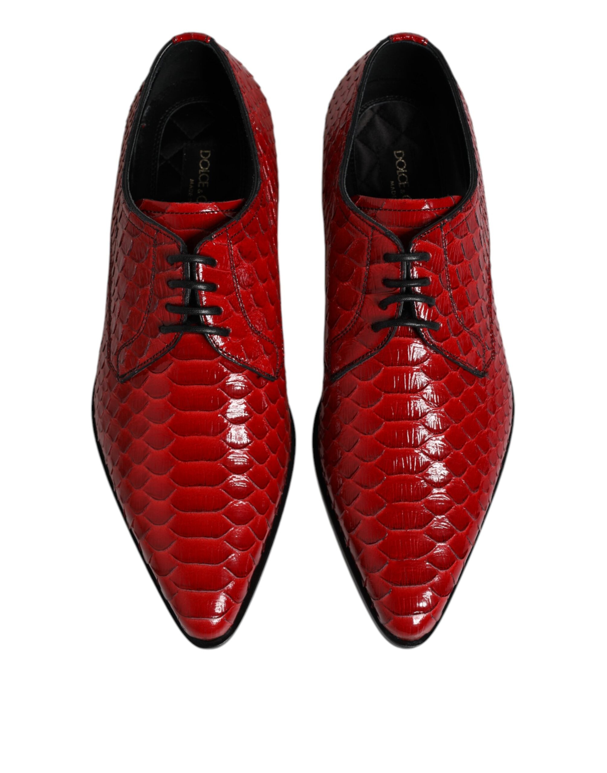 Dolce &amp; Gabbana Red Exotic Leather Lace Up Dress Derby Shoes