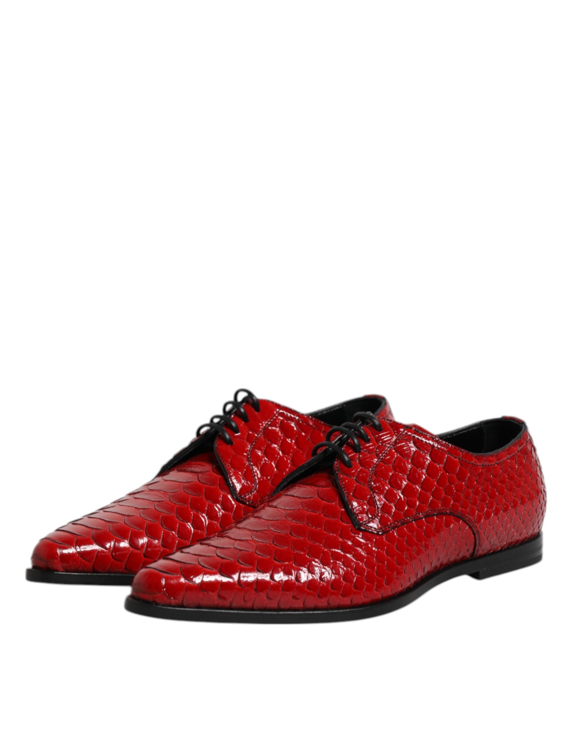 Dolce &amp; Gabbana Red Exotic Leather Lace Up Dress Derby Shoes