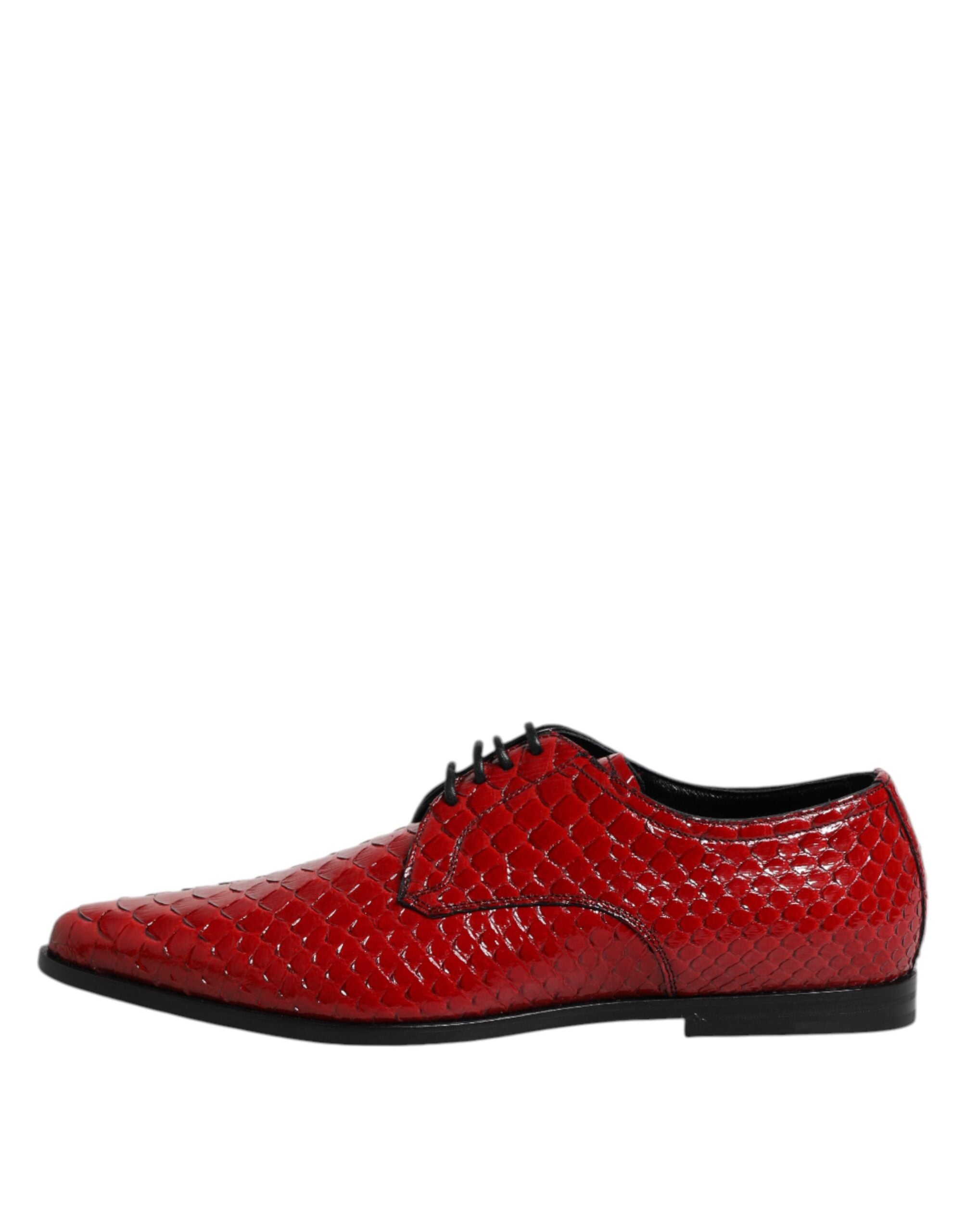 Dolce &amp; Gabbana Red Exotic Leather Lace Up Dress Derby Shoes