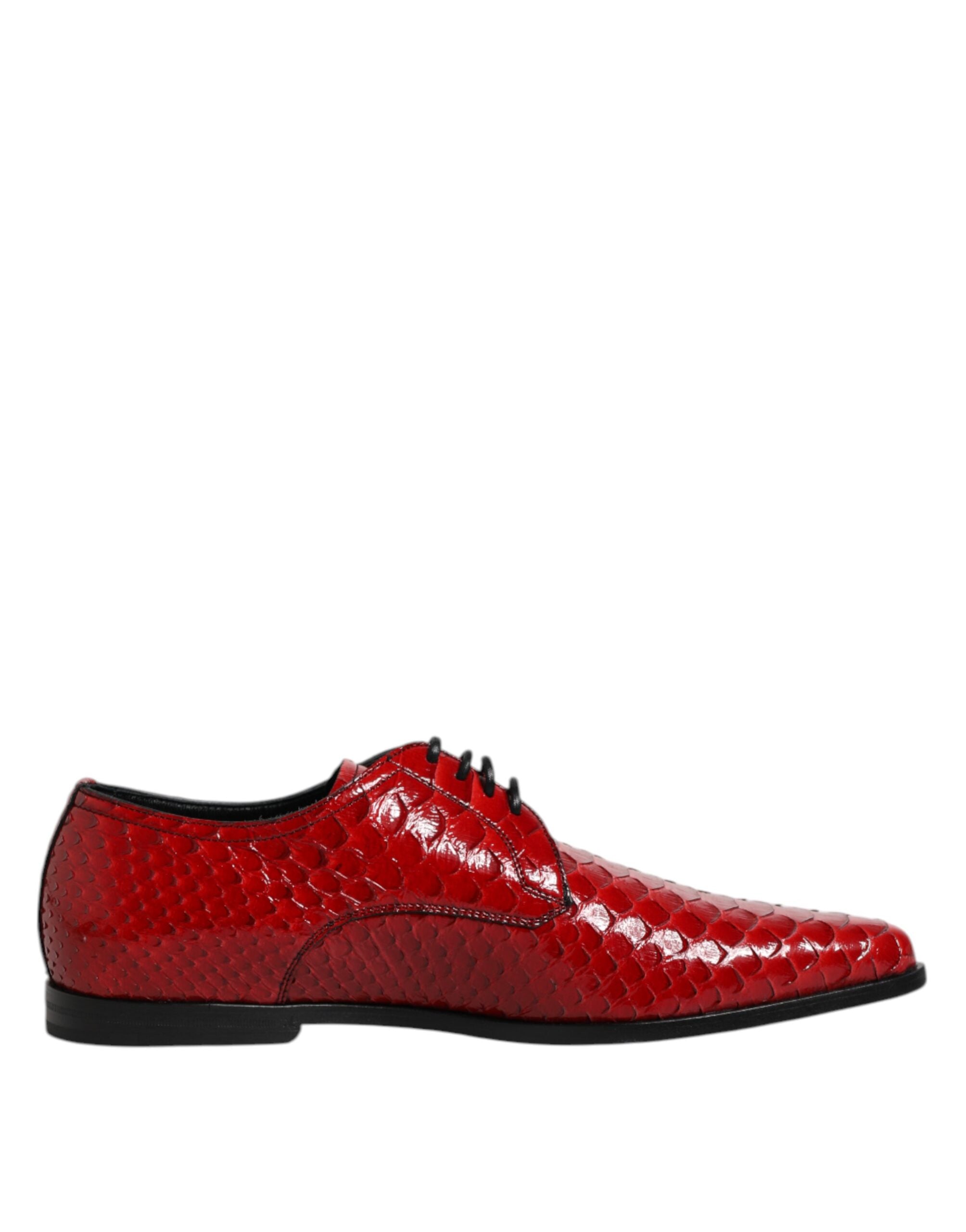 Dolce &amp; Gabbana Red Exotic Leather Lace Up Dress Derby Shoes