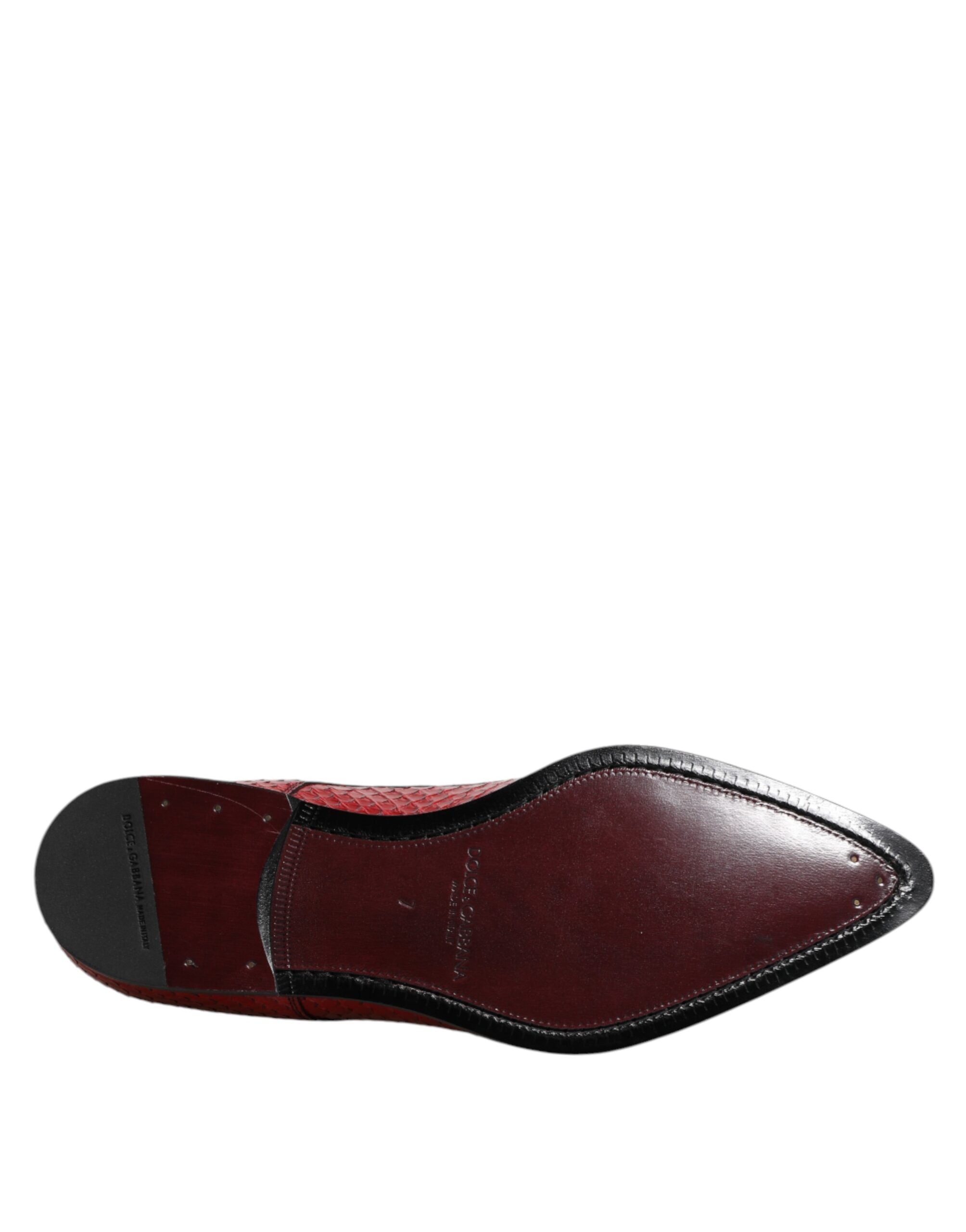 Dolce &amp; Gabbana Red Exotic Leather Lace Up Dress Derby Shoes