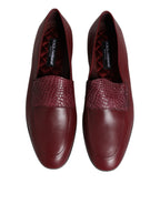 Dolce &amp; Gabbana Burgundy Calfskin Leather Formal Slip On Shoes