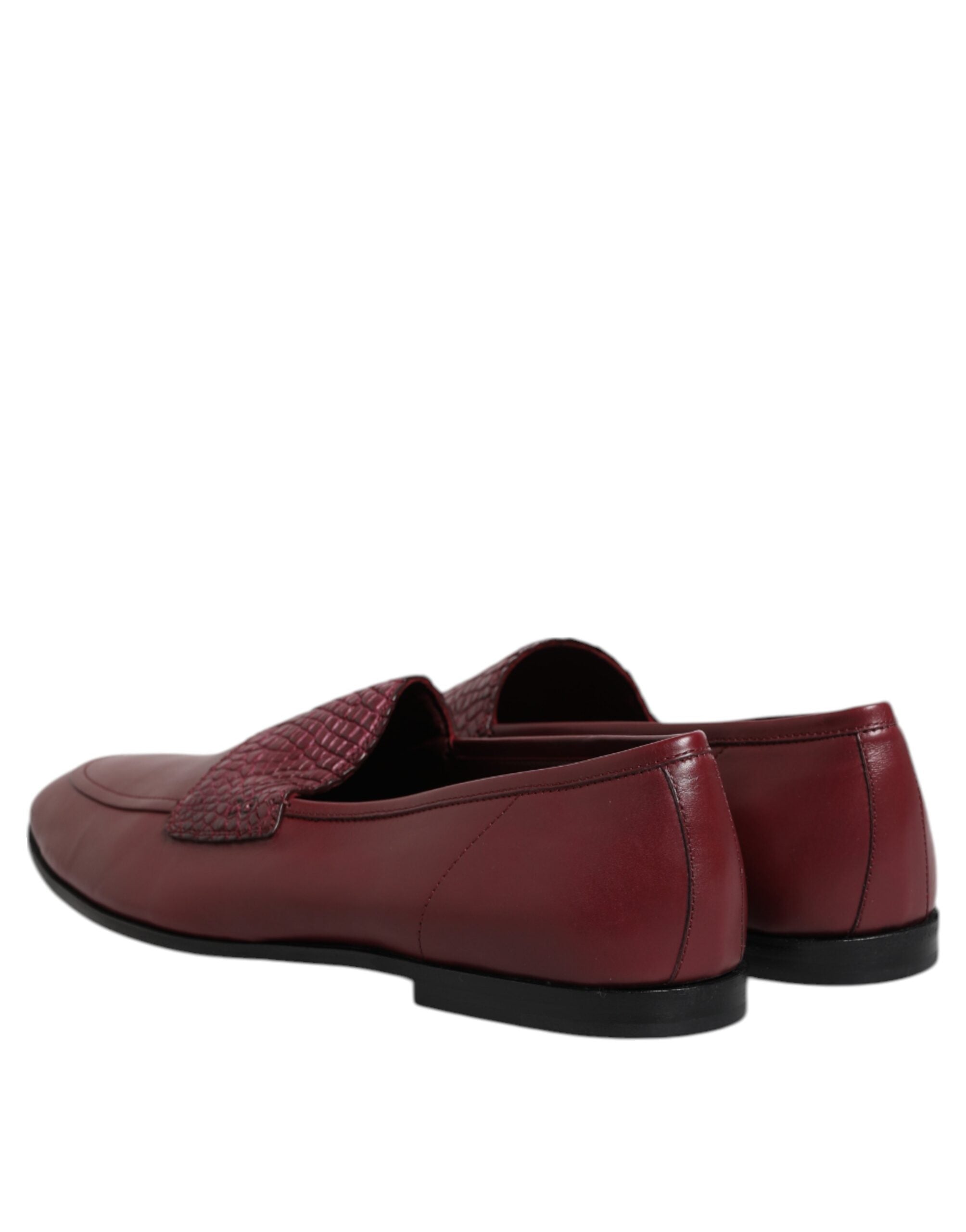 Dolce &amp; Gabbana Burgundy Calfskin Leather Formal Slip On Shoes